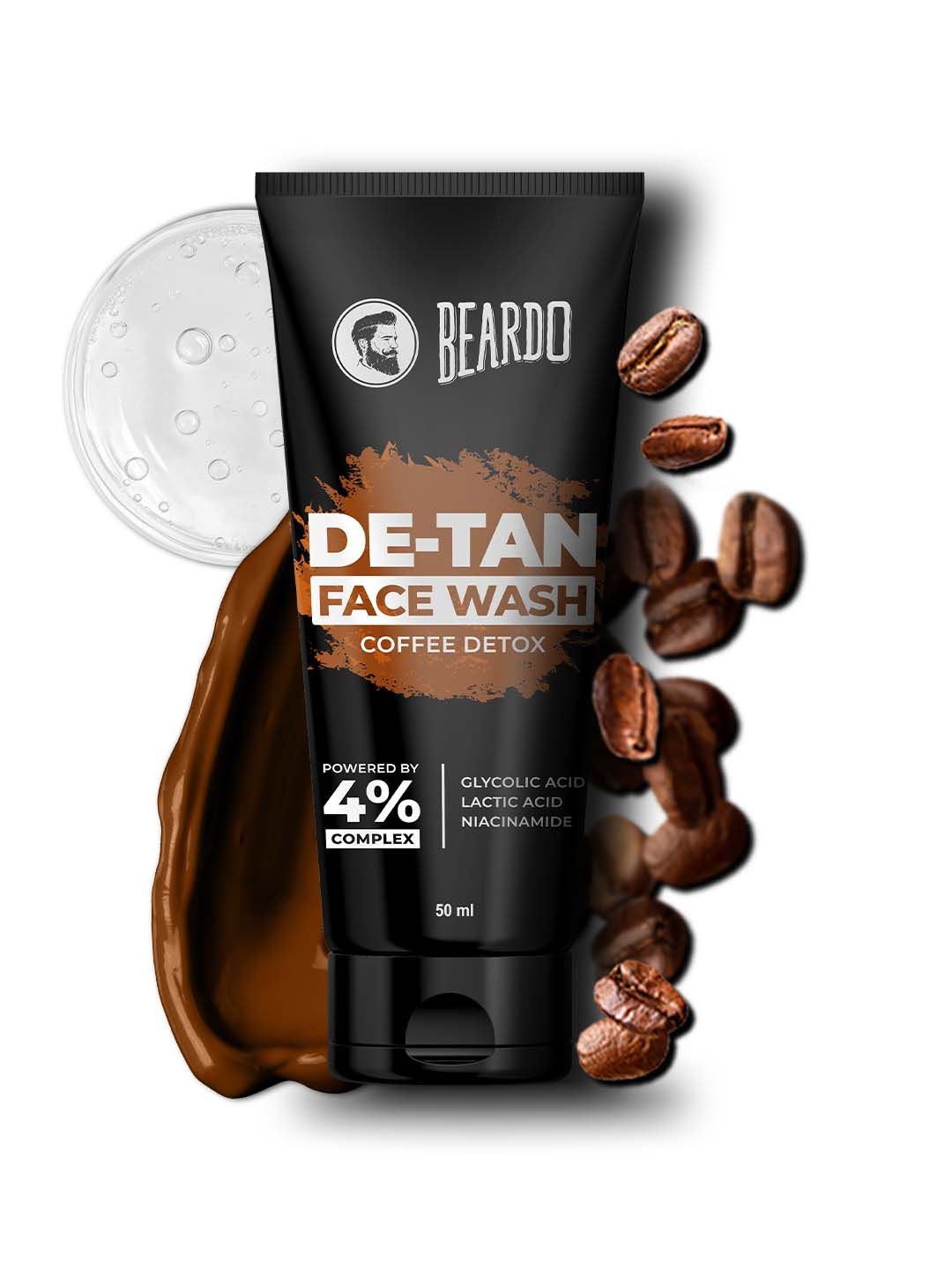 BEARDO Detan Face Wash for Tan Removal with Glycolic Acid & Niacinamide - 50 ml