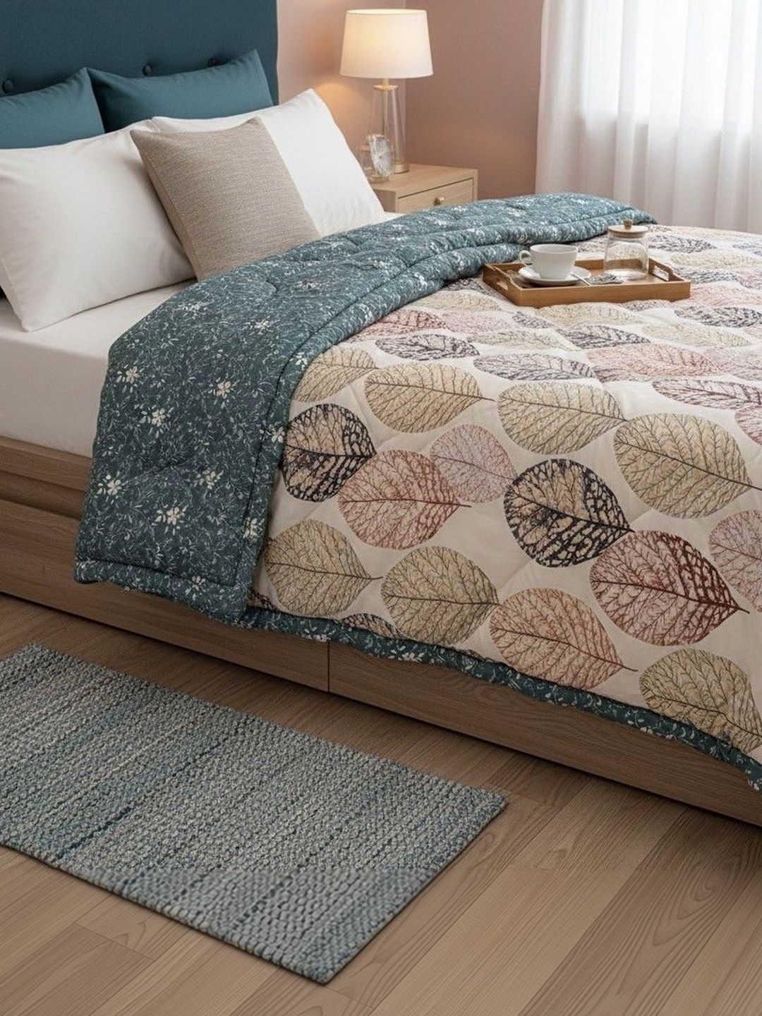 Utopia Bedding Green & Multicoloured Floral Microfiber Mild Winter 300 GSM Comforter