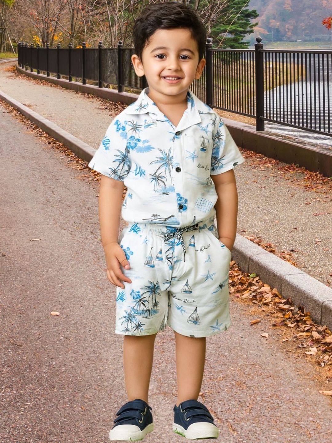 XBOYZ Kids Printed Pure Cotton Shirt With Shorts Clothing Set