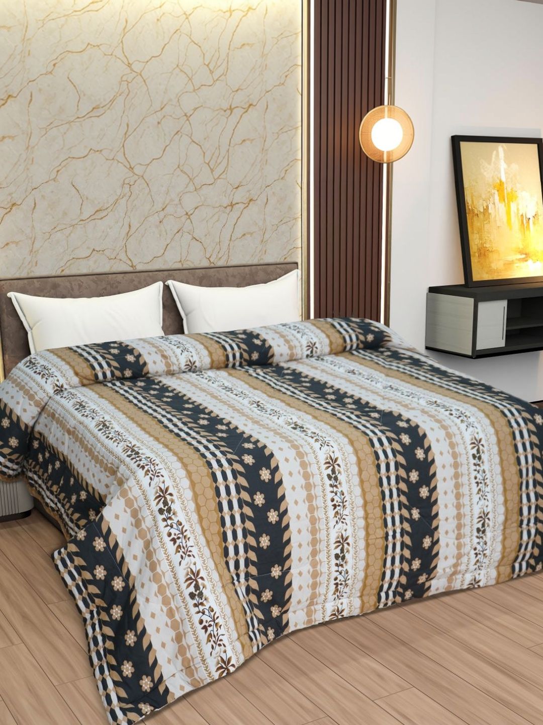Utopia Bedding Gold-Toned & Multicoloured Geometric Microfiber Mild Winter 300 GSM Comforter