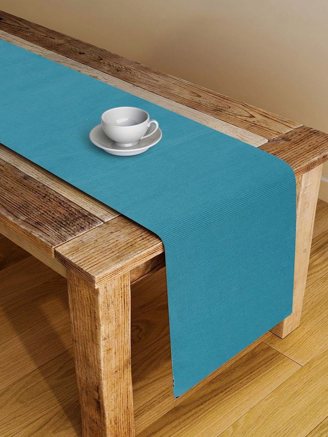 Fabindia Prithi Teal-Blue Pure Cotton Table Runner