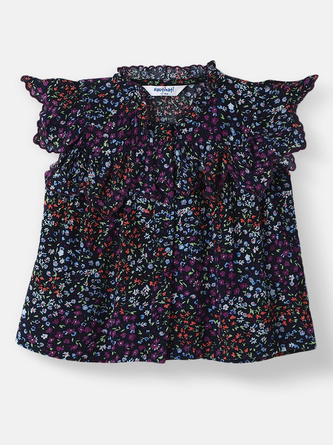 Girls Floral Printed Round Neck Top With Shorts Clothing Set 3