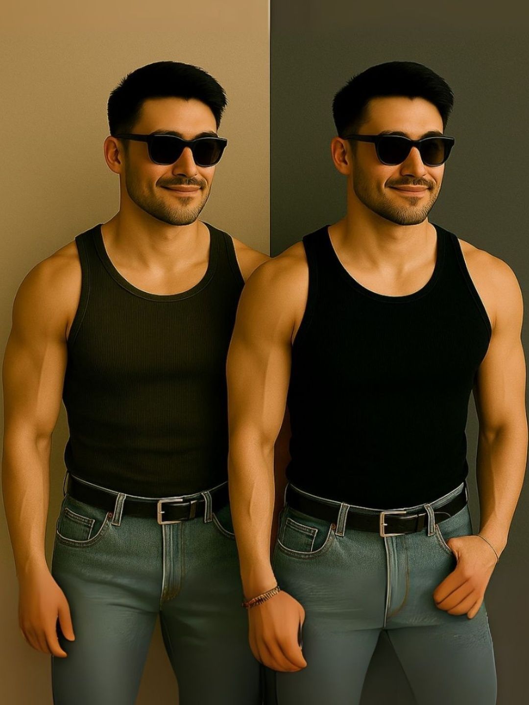 ROCKWELL Pack Of 2 Ribbed Cotton Breathable Innerwear Gym Vests