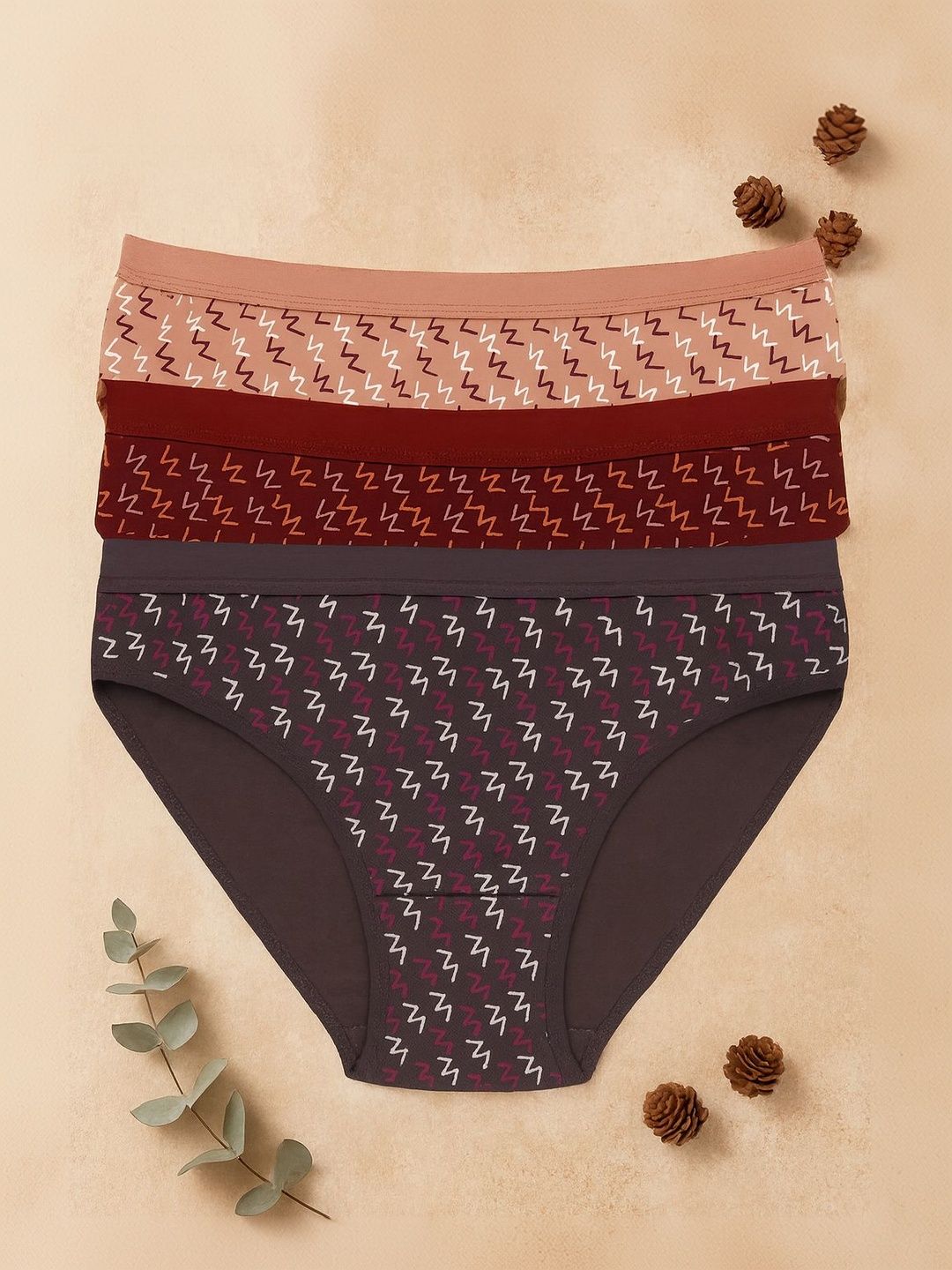 FiveFlag Pack Of 3 Printed Mid-Rise Hipster Briefs
