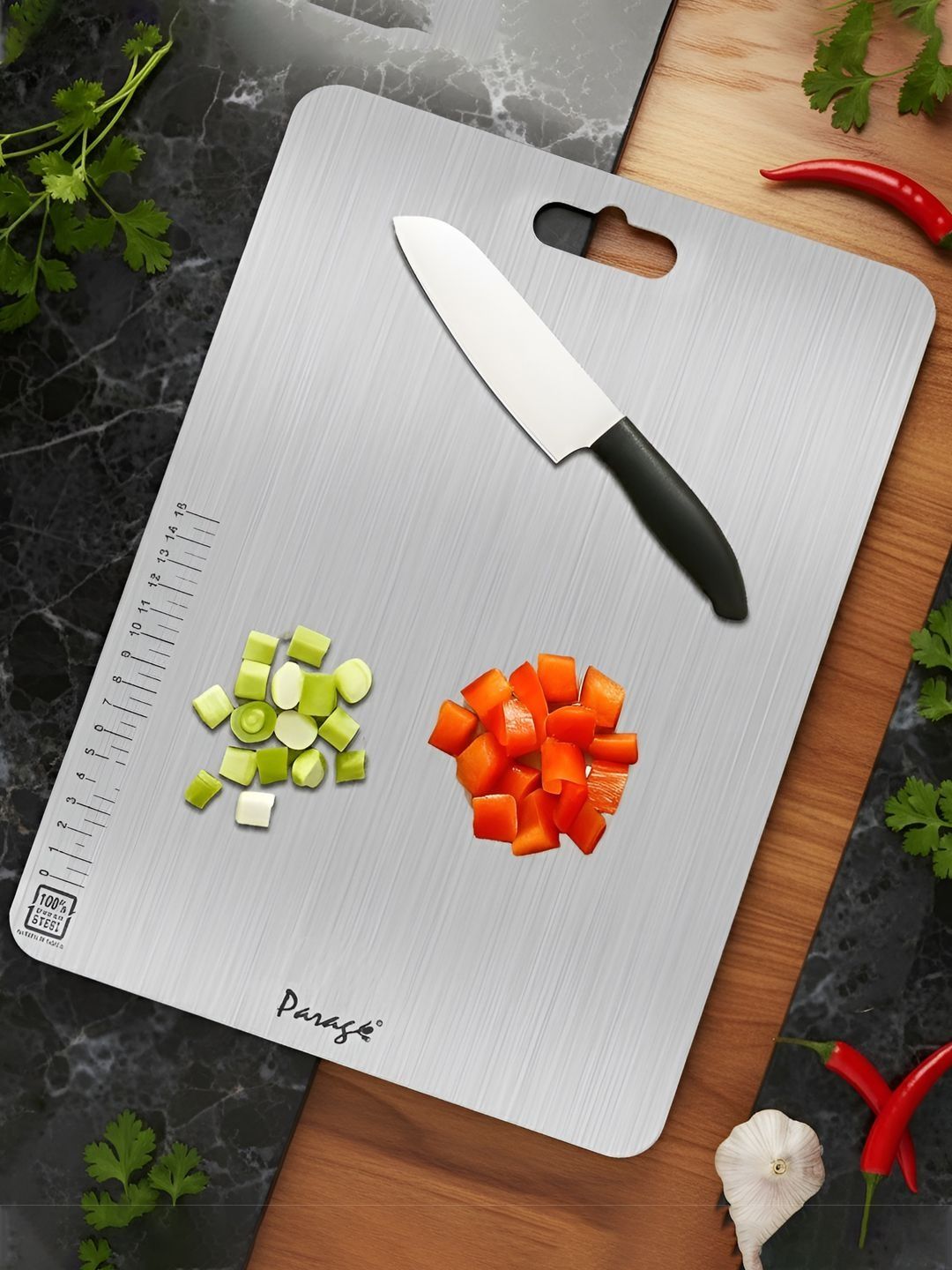 Parage Food Grade Stainless Steel Rectangular Chopping Board 31 x 21 cm