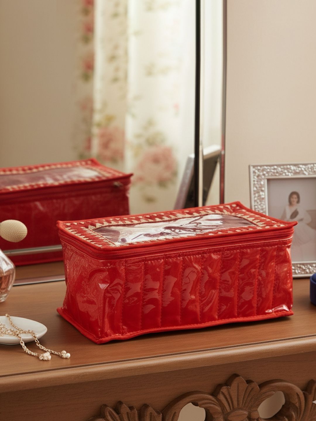 Kuber Industries Red Set of 1 Regular Jewellery Organiser Organisers