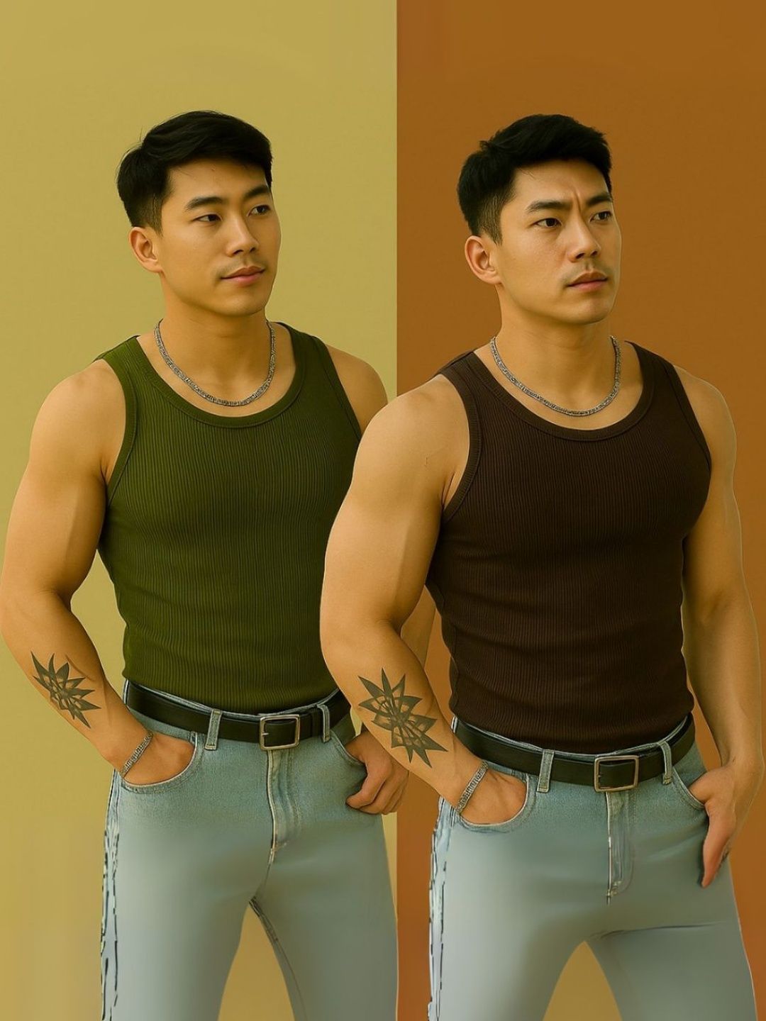 ROCKWELL Pack Of 2 Ribbed Cotton Breathable Innerwear Gym Vests