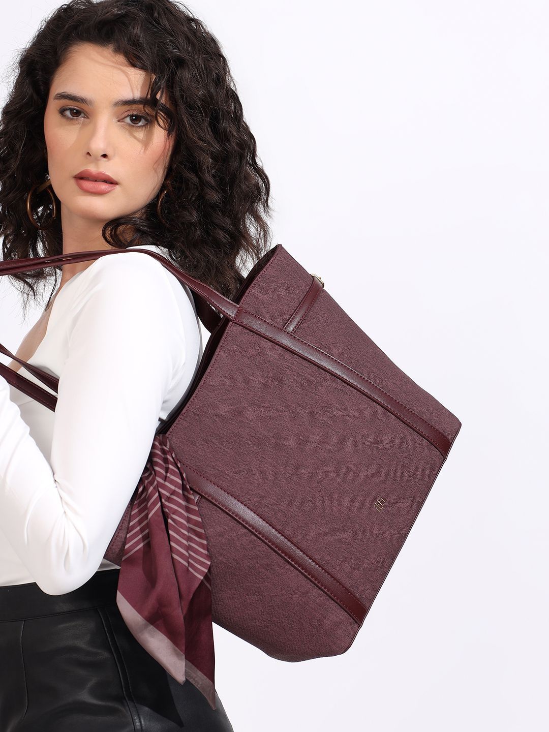 itti Textured PU Structured Tote Bag