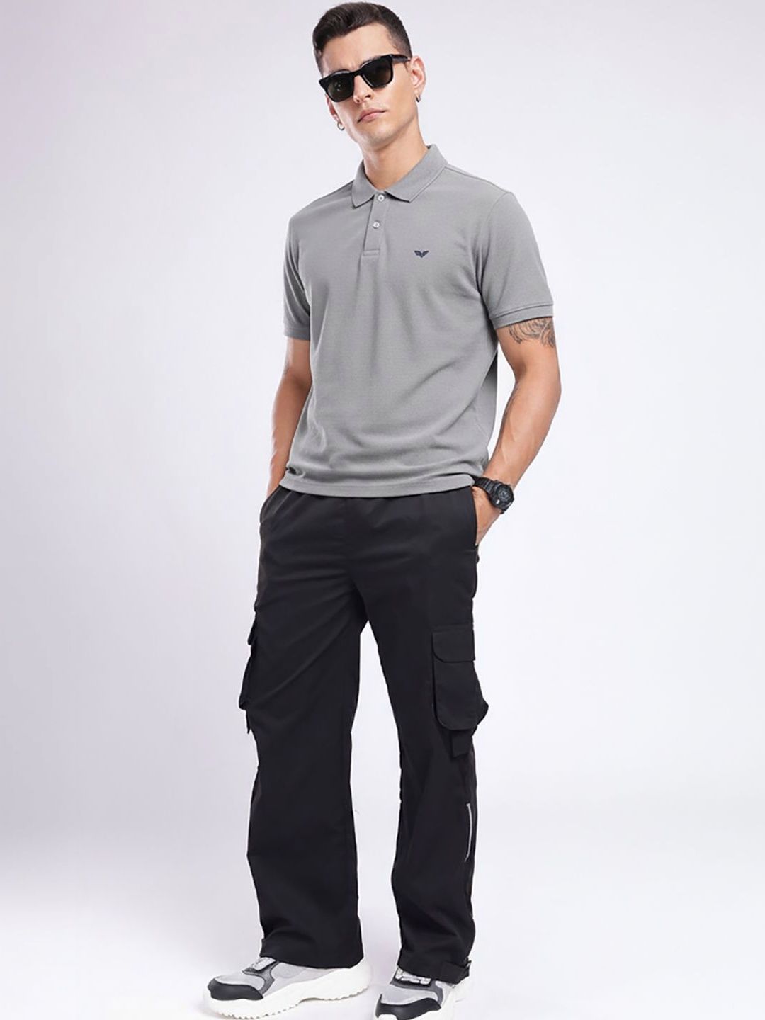 RISS Men Brand Logo Polo Collar Applique T-shirt