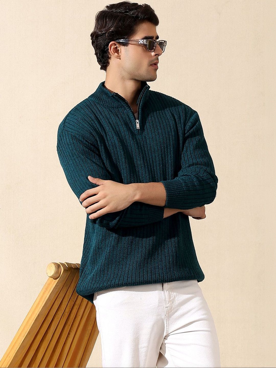 The Roadster Lifestyle Co  High Neck Zipper Pullover Sweater