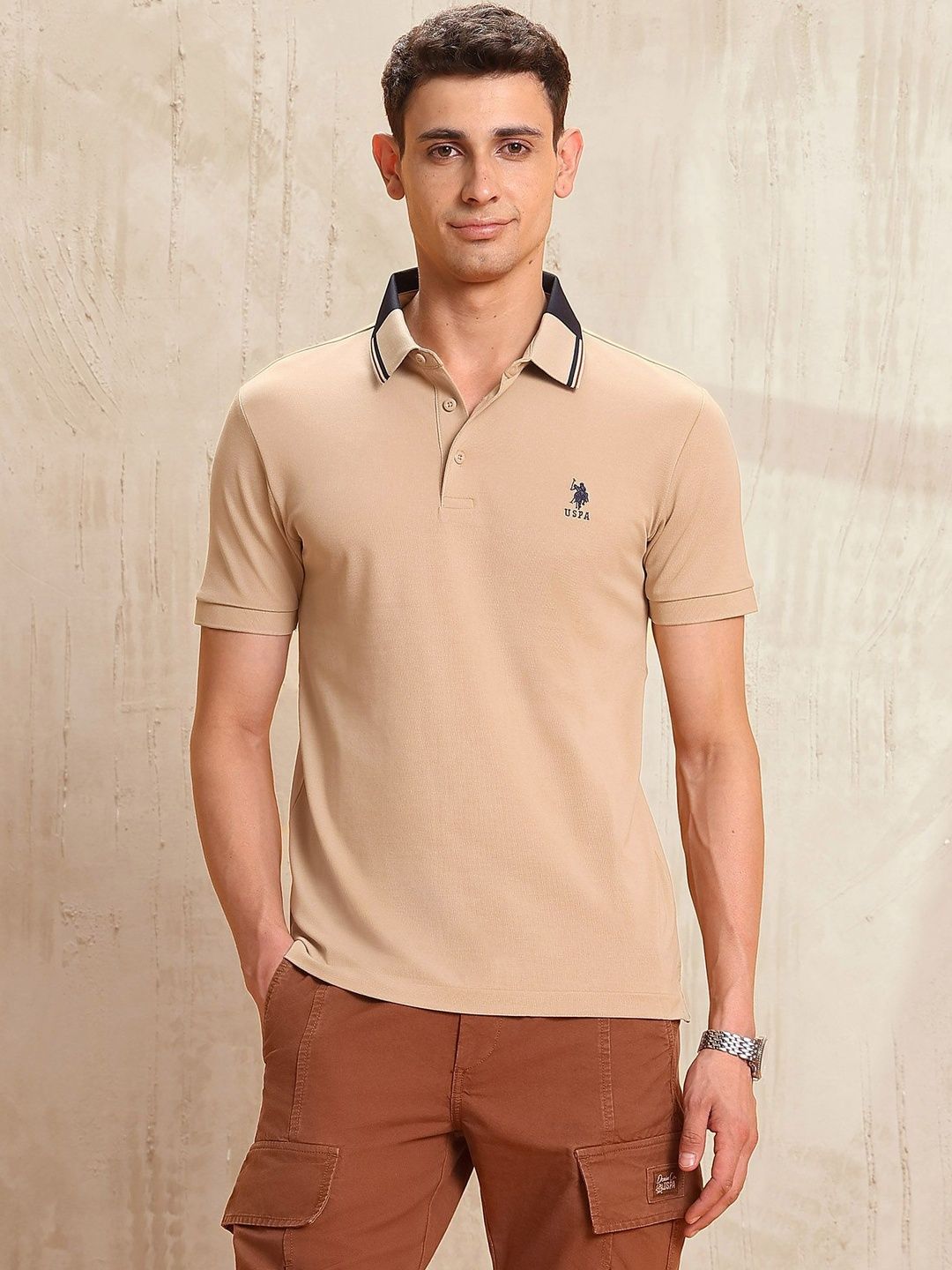 U.S. Polo Assn. Men Brand Logo Polo Collar T-shirt