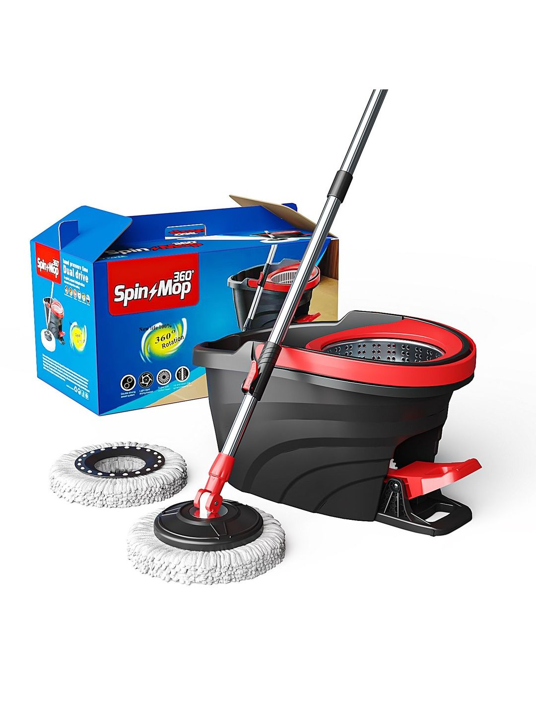 Sasimo Black Stainless Steel Spin Mop
