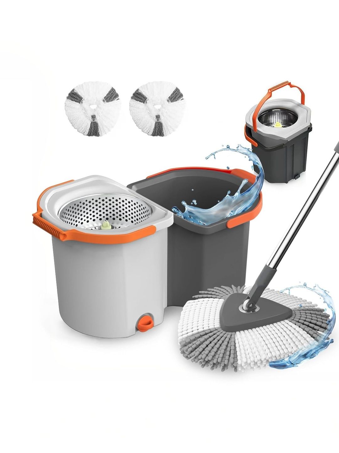 Sasimo Grey Stainless Steel Spin Mop Set