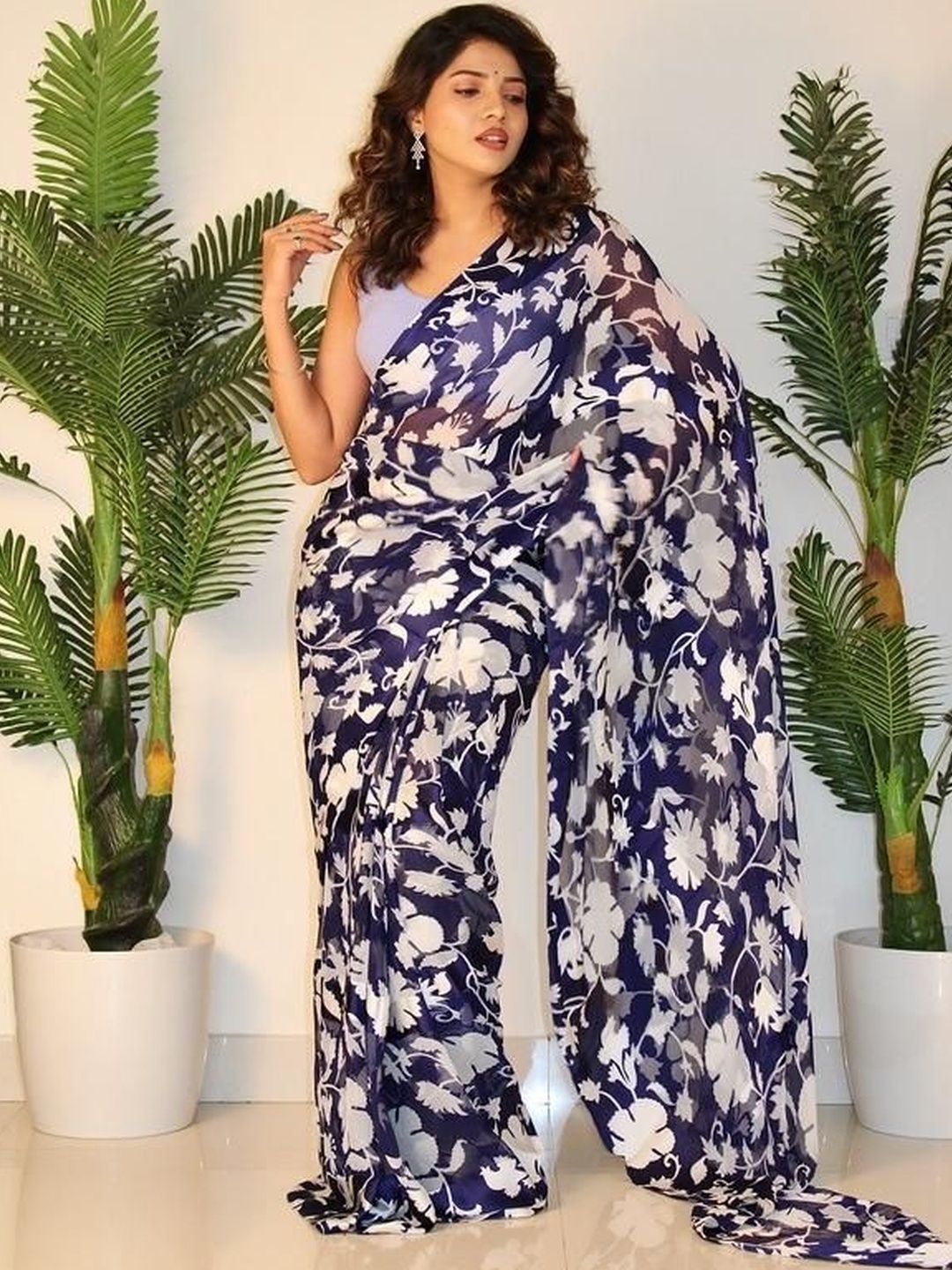 Sanwariya Silk Floral Pure Georgette Saree