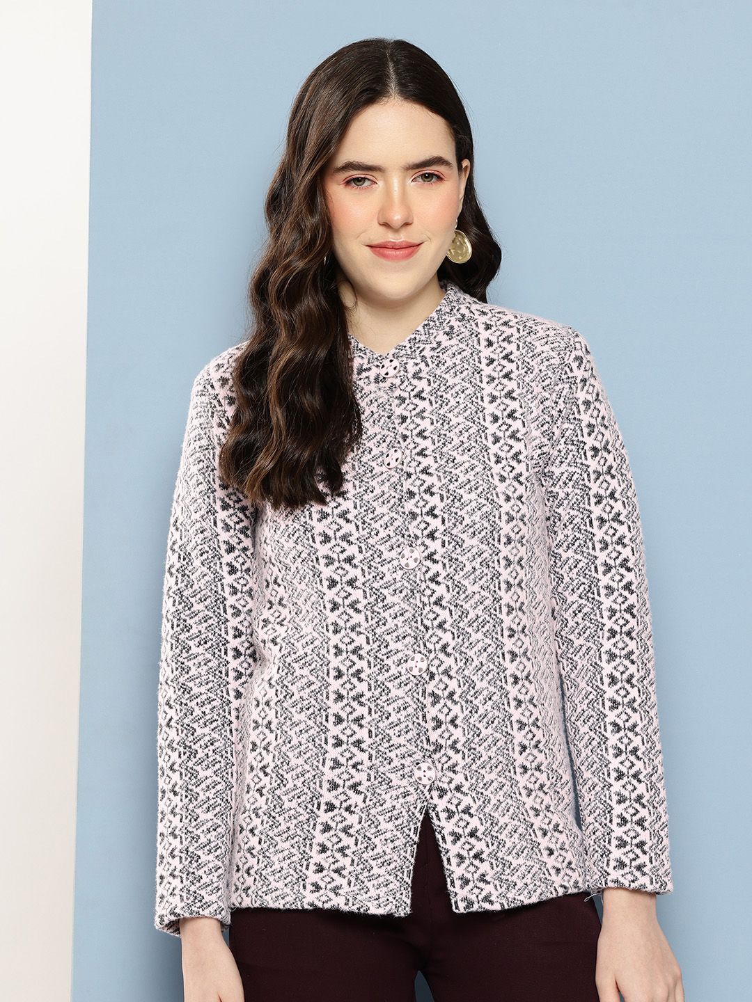 Roadster Women Pink Wool Cardigan Sweaters