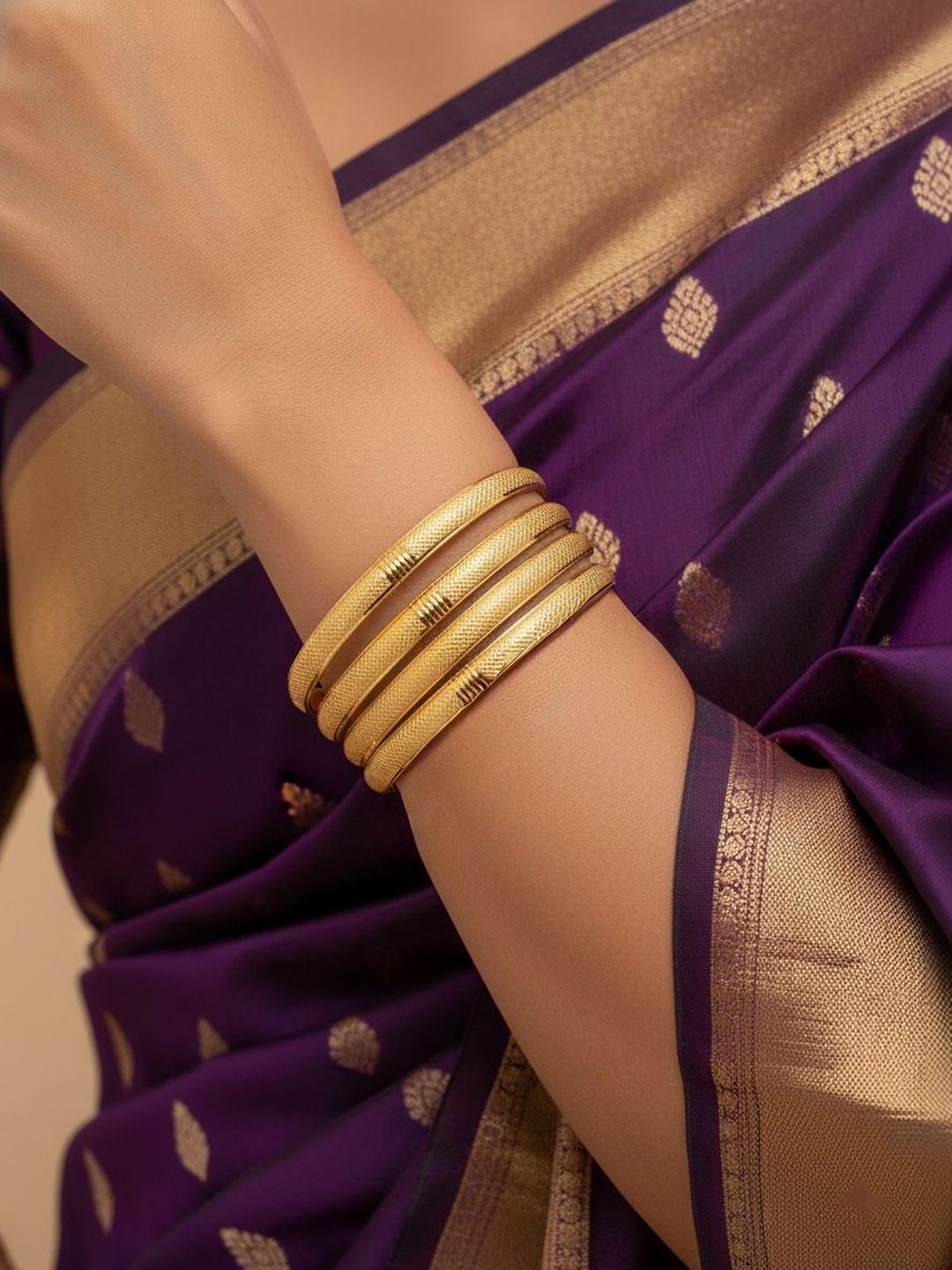SZN Set Of 4 Gold-Plated Traditional Bangles