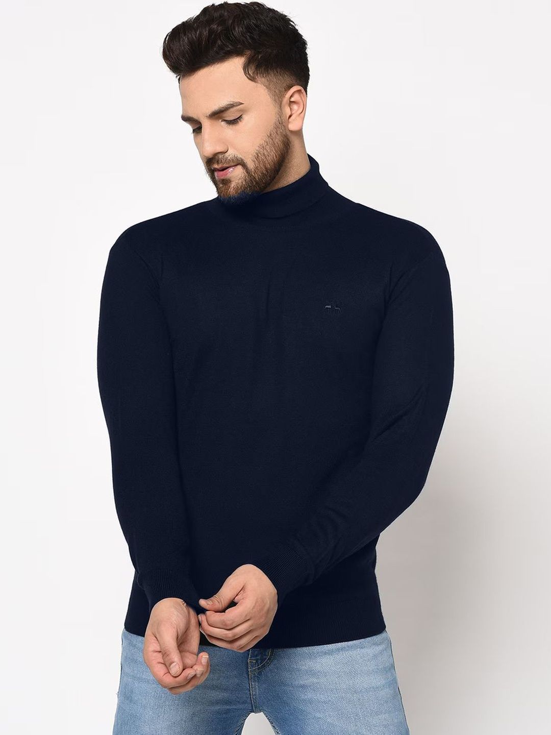 ALONE EAGLE Men Turtle Neck Slim Fit T-shirt
