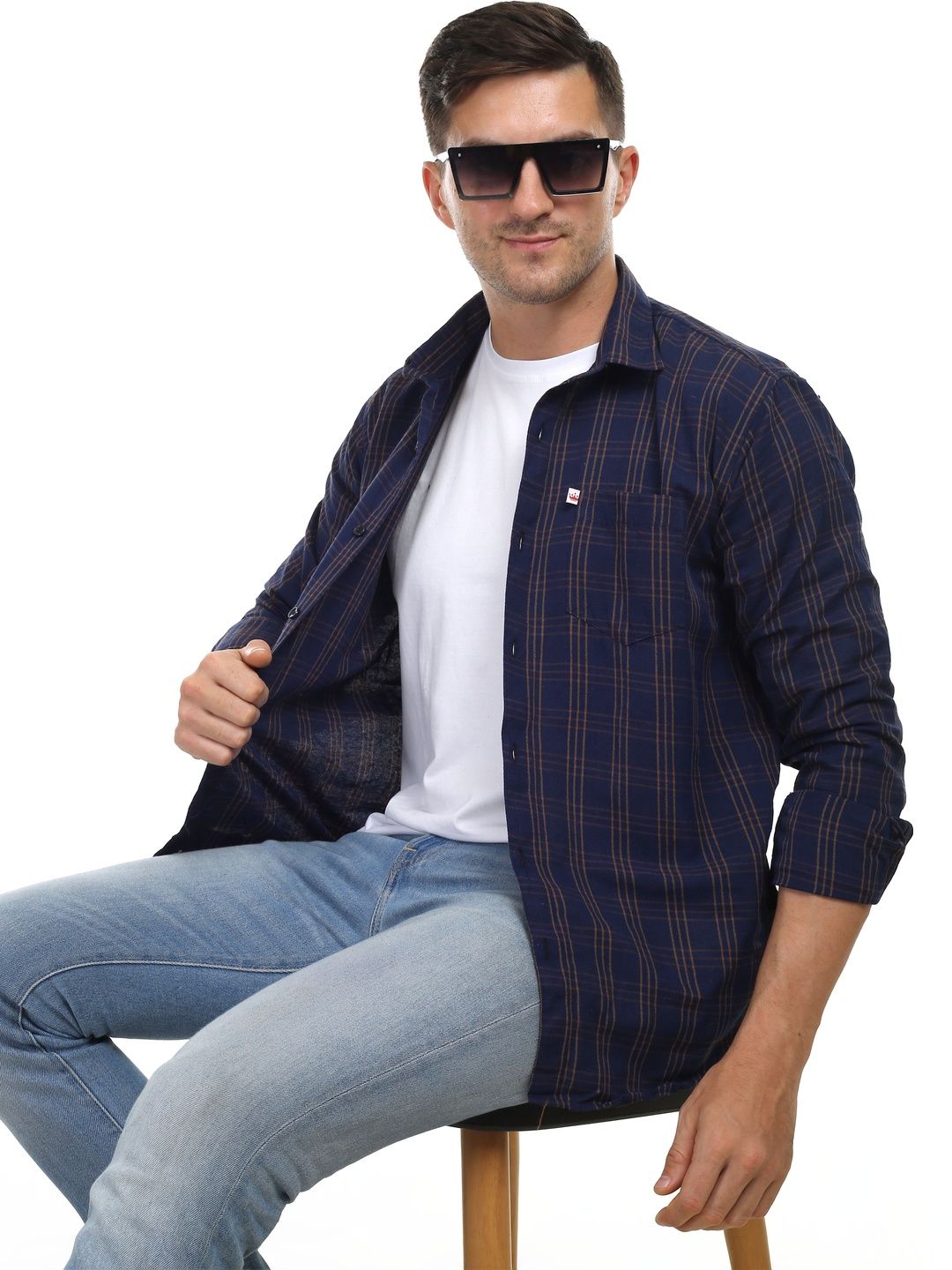 Marc Laurent Men Tartan Checks Checked Casual Shirt