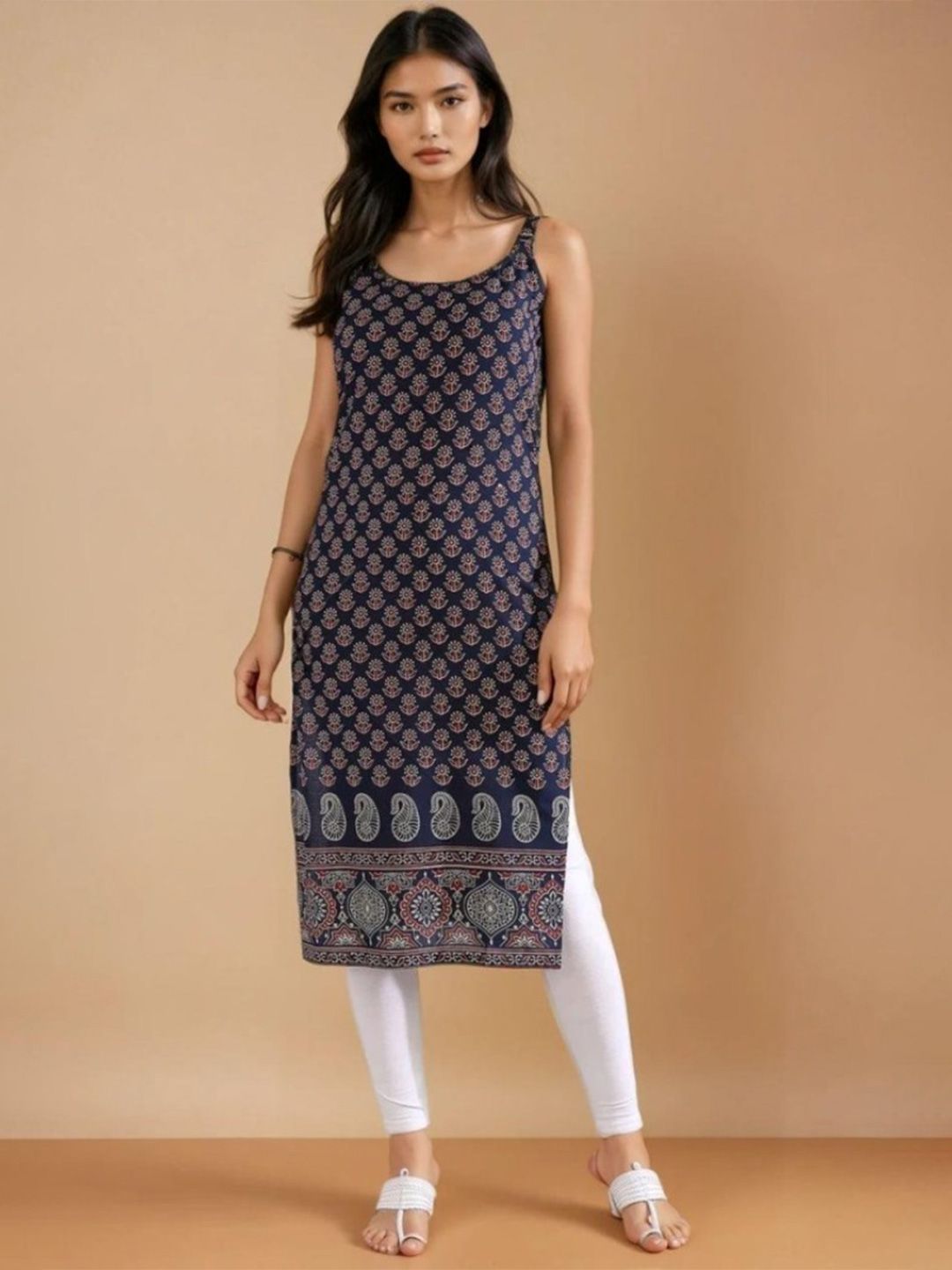 GULMEHAK Floral Printed Pure Cotton Straight Kurta