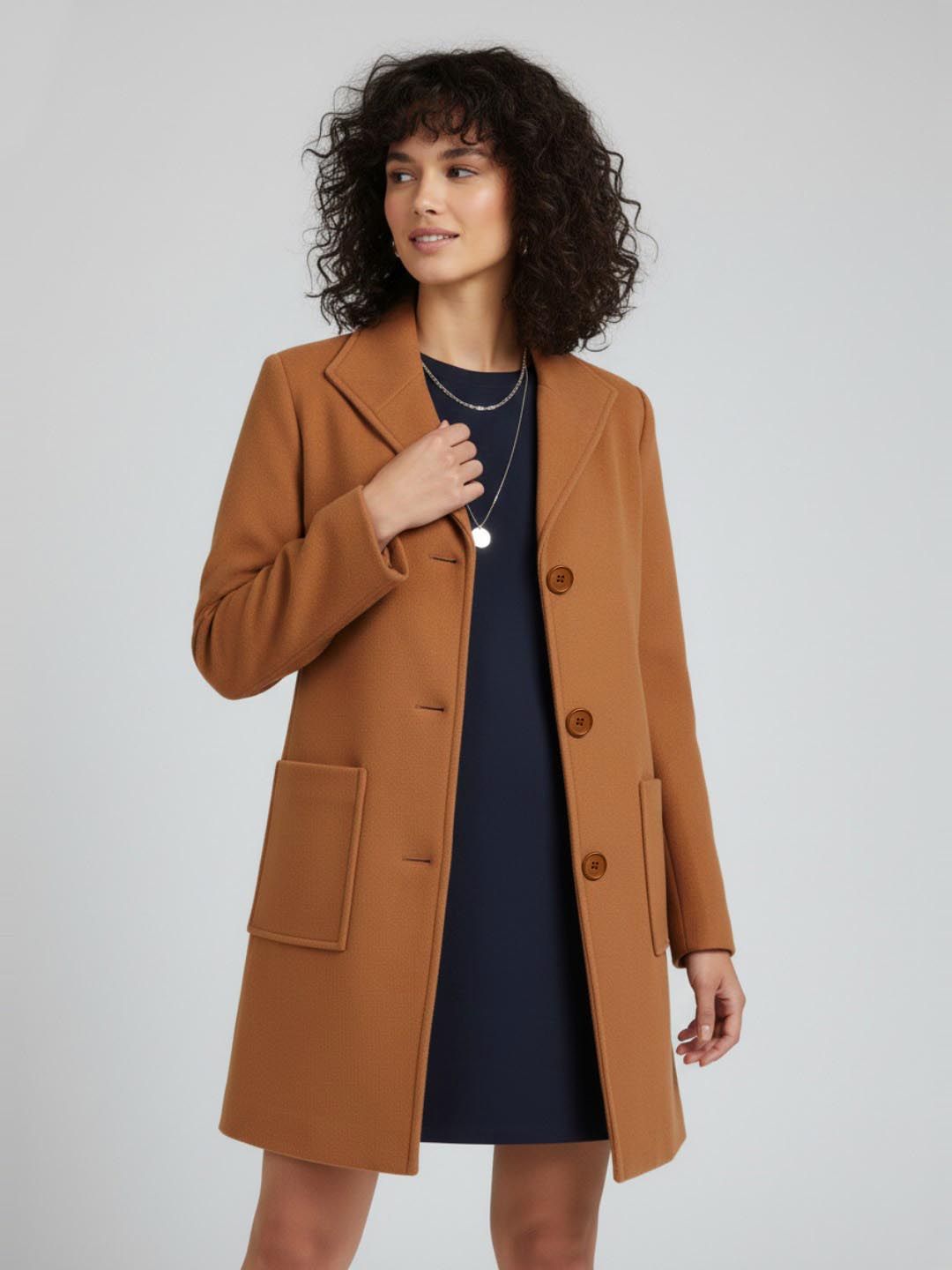 glitchez Notched Lapel Collar Single-Breasted Relaxed Fit  Overcoat