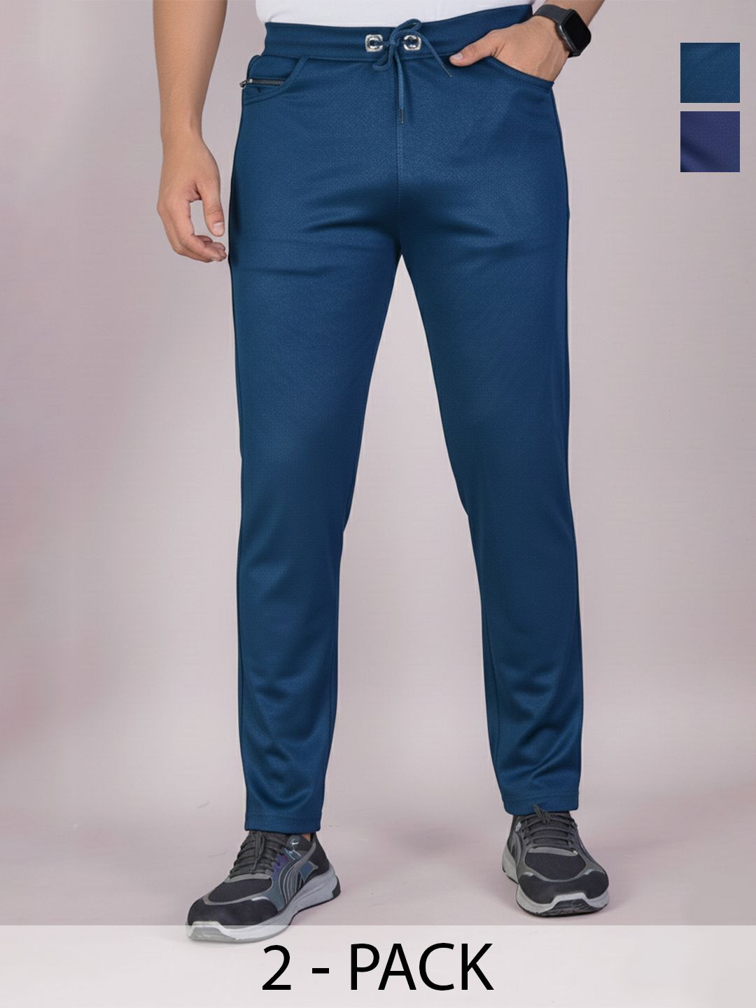 KAIDO Men Pack Of 2 Mid-Rise Rapid Dry Track Pants