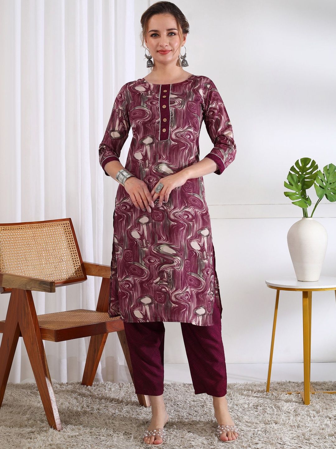 Moda Rapido Women Printed Regular Kurta with Trousers
