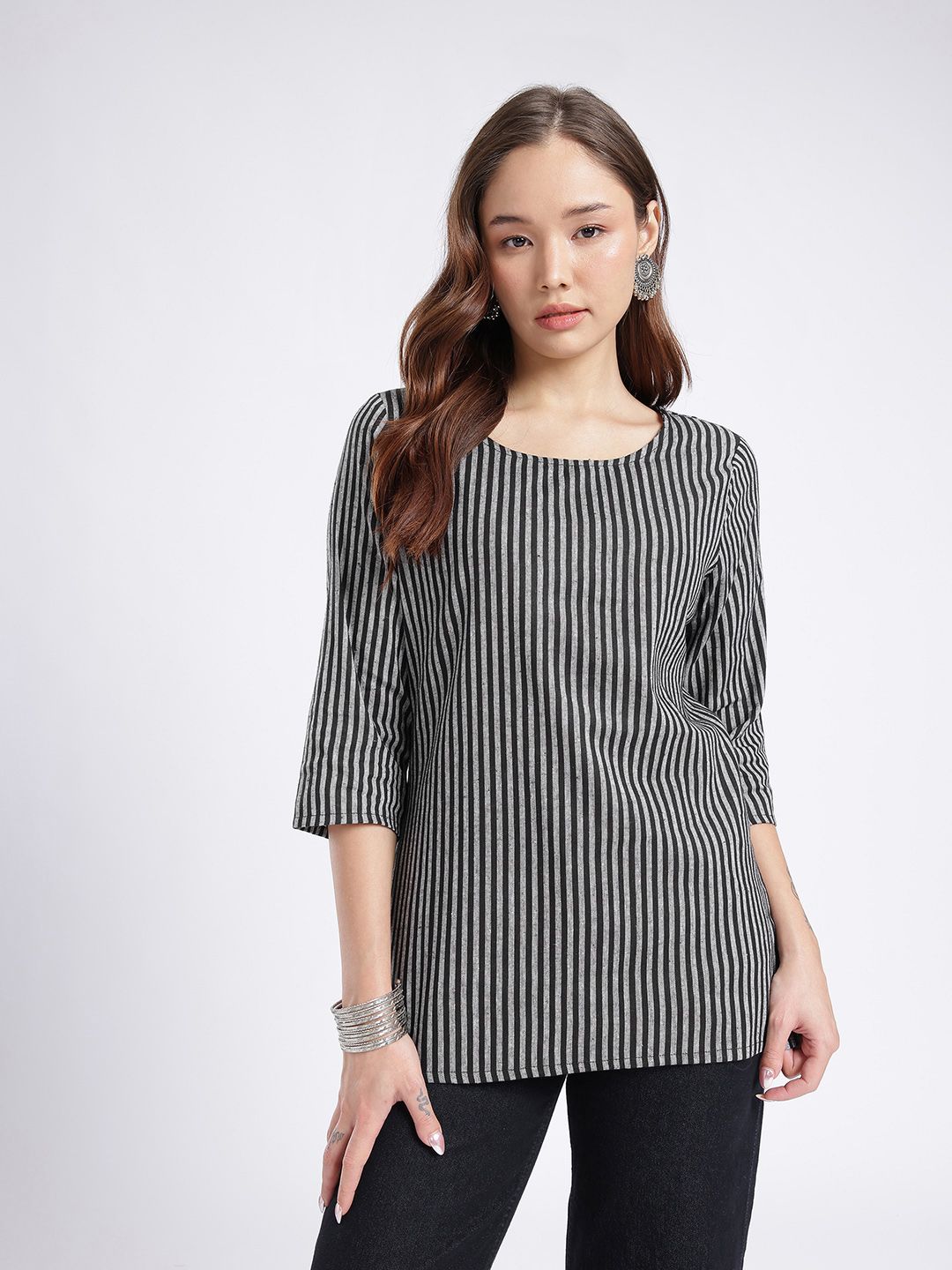Anouk Rustic Striped Straight Kurti