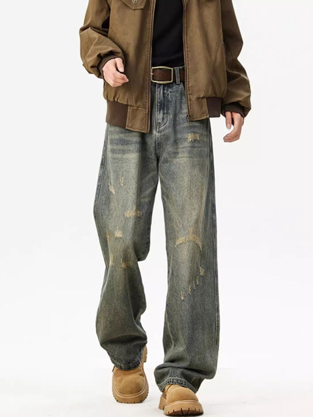 StyleCast Men Wide Leg High-Rise Medium Shade Jeans