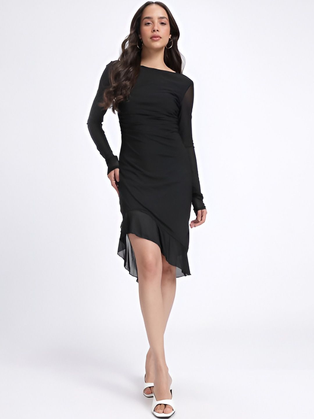 Pookiie Ruffled Sheath Midi Dress