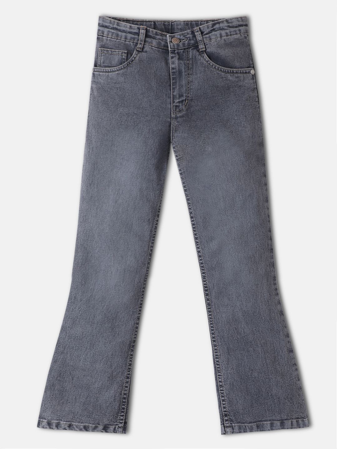 Urbano Juniors Boys Grey Regular Fit Washed Bootcut Heavy Fade Stretchable Jeans