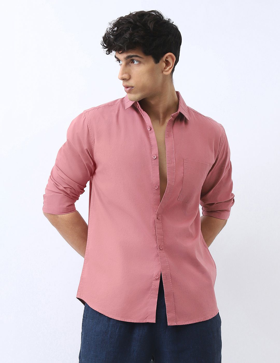 Urbano Fashion Men Cotton Full Sleeve Regular Fit Casual Solid Shirt