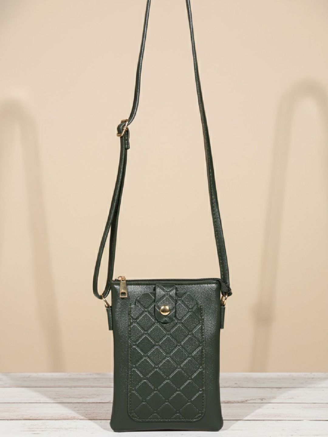 Donicy Textured PU Sling Bag with Quilted