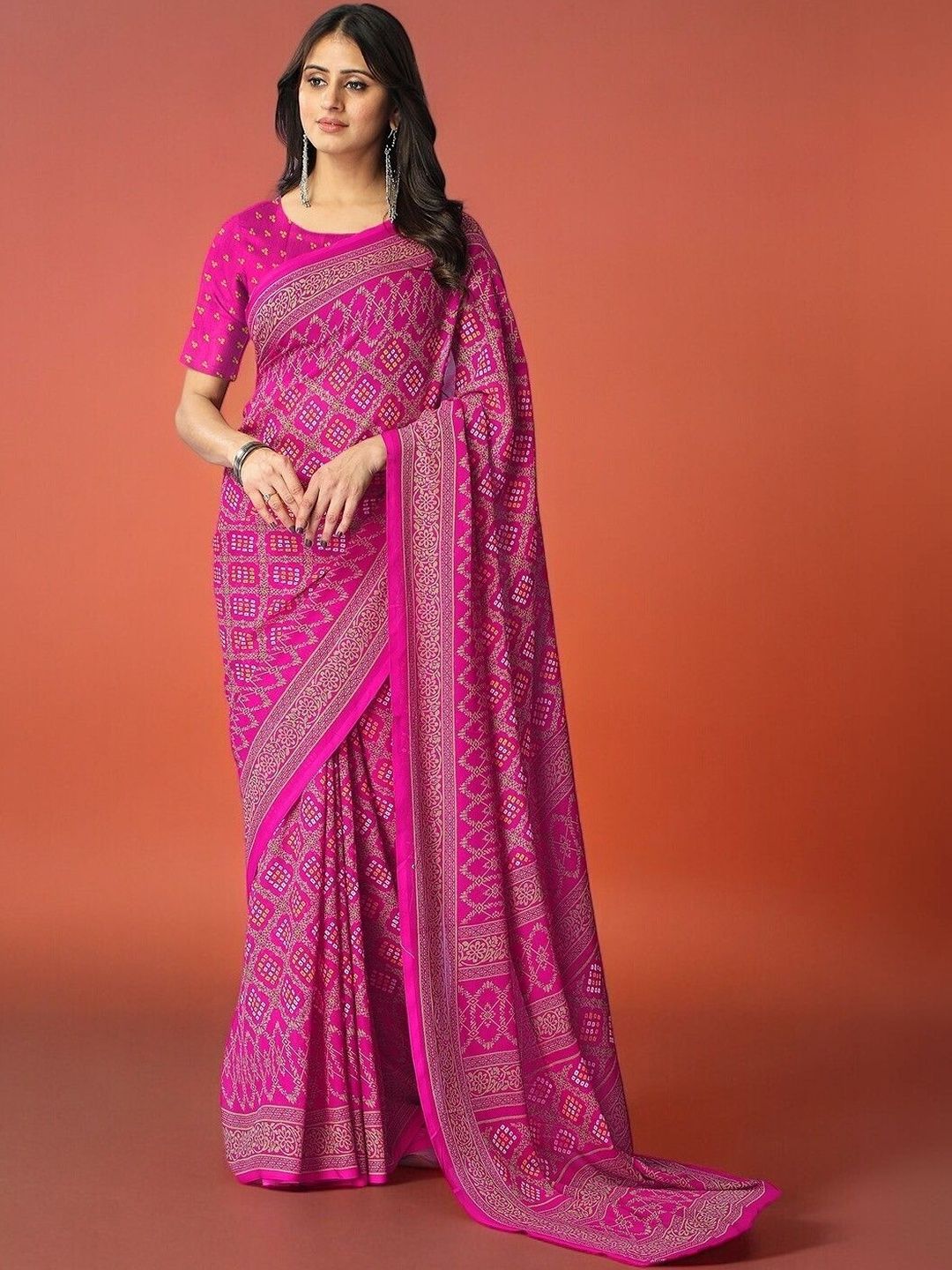 Vibhagyaa Bandhani Poly Georgette Saree