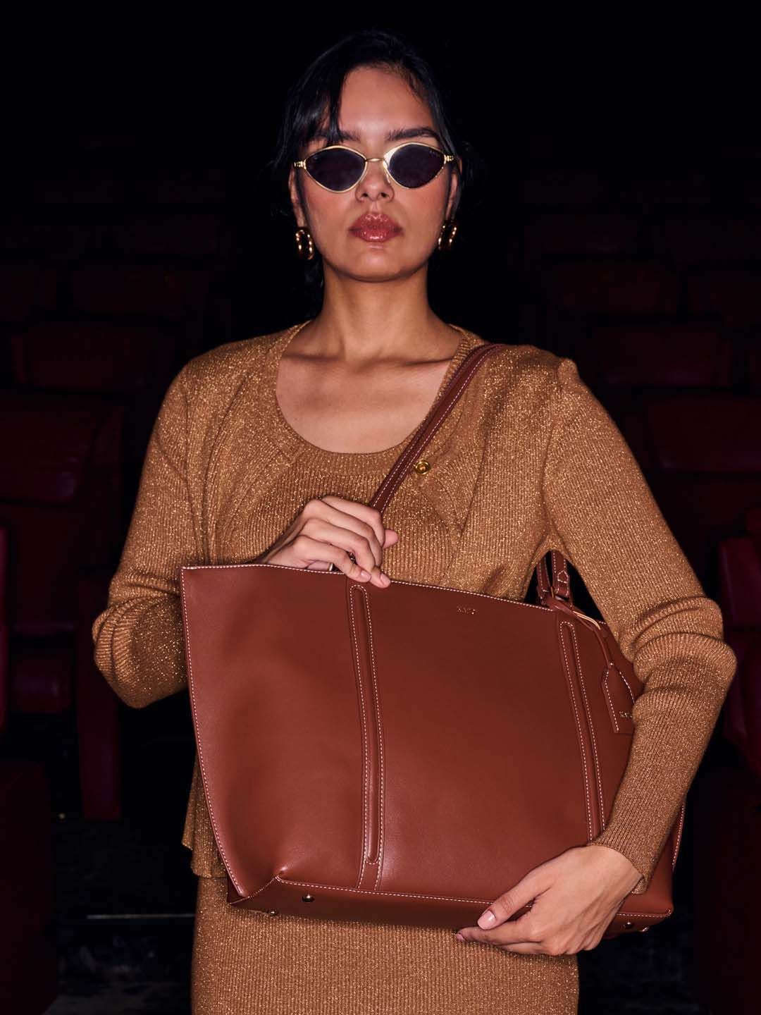 Buy Kazo Ryn Solid Synthetic Leather Laptop Compartment Oversized Structured Tote Bag -  - Accessories for Women
