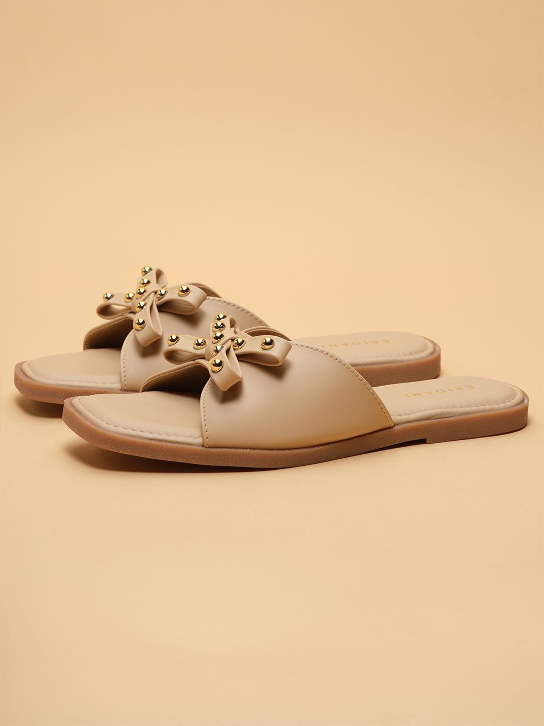 ERIDANI Women Embellished Open Toe Flats with Bows