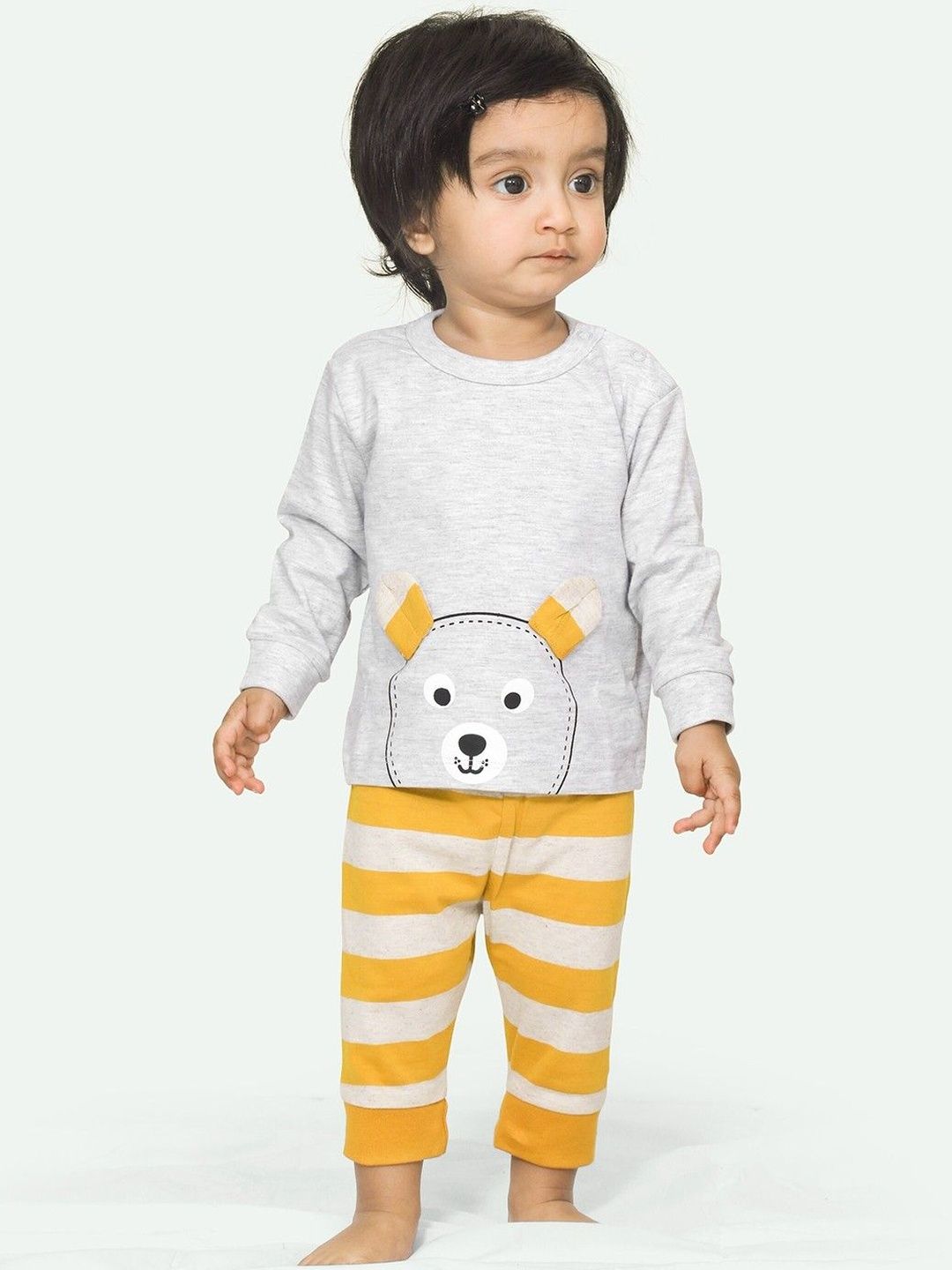 Buy Ariel Round Neck Pure Cotton Fleece T Shirt With Pyjama Clothing Set -  - Apparel for Unisex Kids