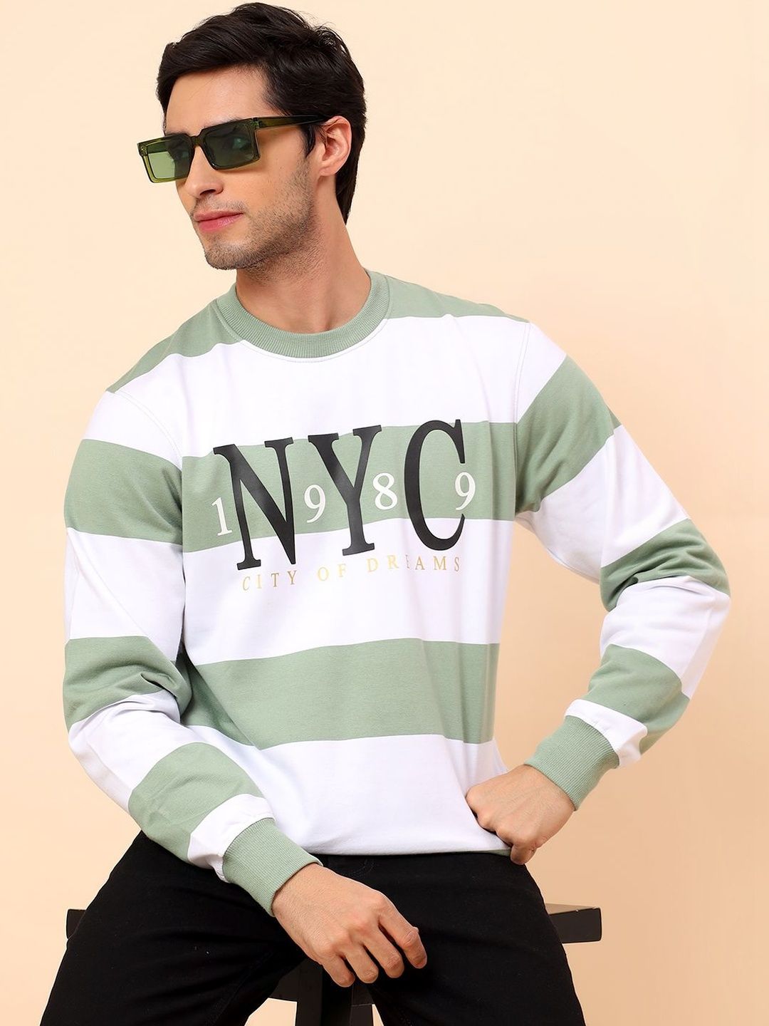 Cantabil Men Striped Sweatshirt