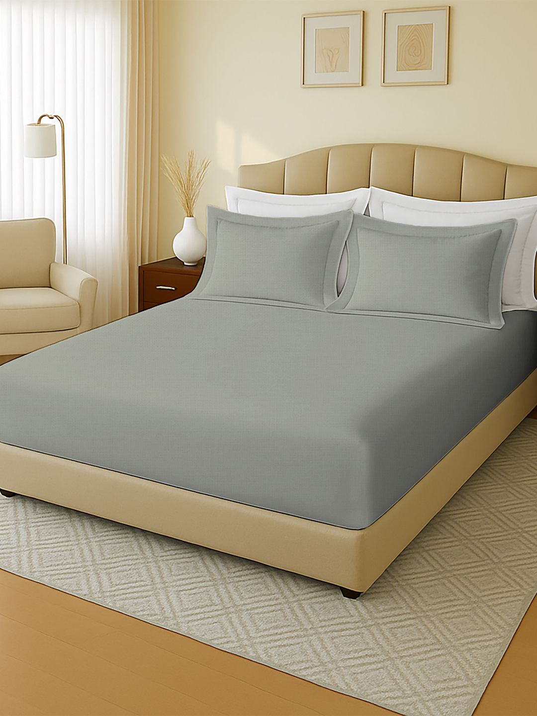 MAYFAIR HOMES LONDON  100 % Cotton 144TC Unisex Grey Bedsheets