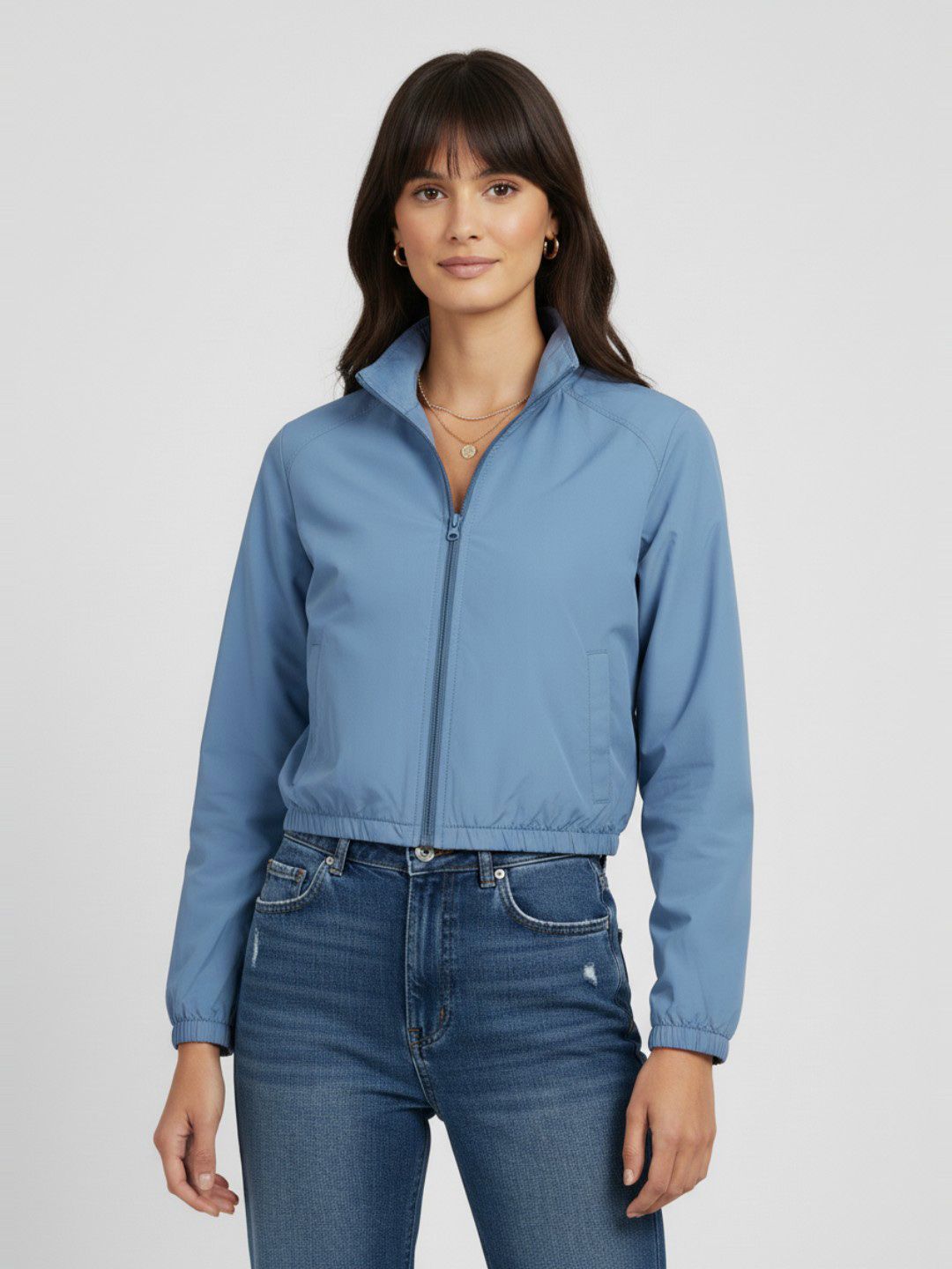 glitchez Mock Collar Bomber Jacket