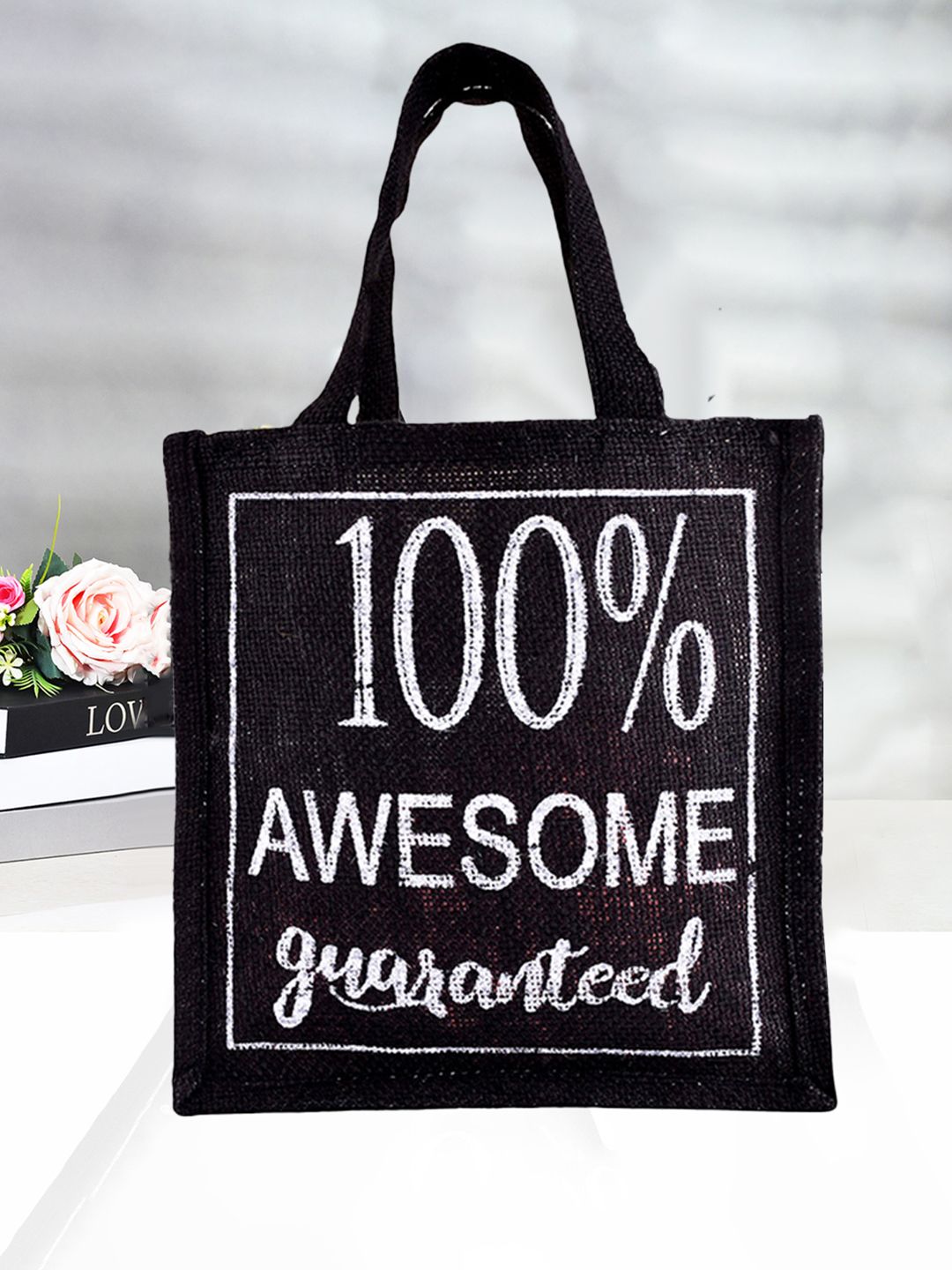 Kuber Industries Typography Printed Lunch Bag With Handle For Office