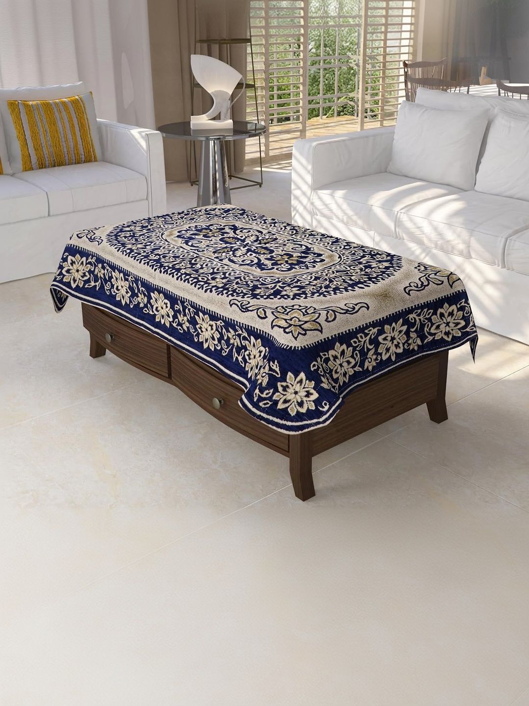 Furnishing Hut Blue  4 Seater Center Table Cloth Cover