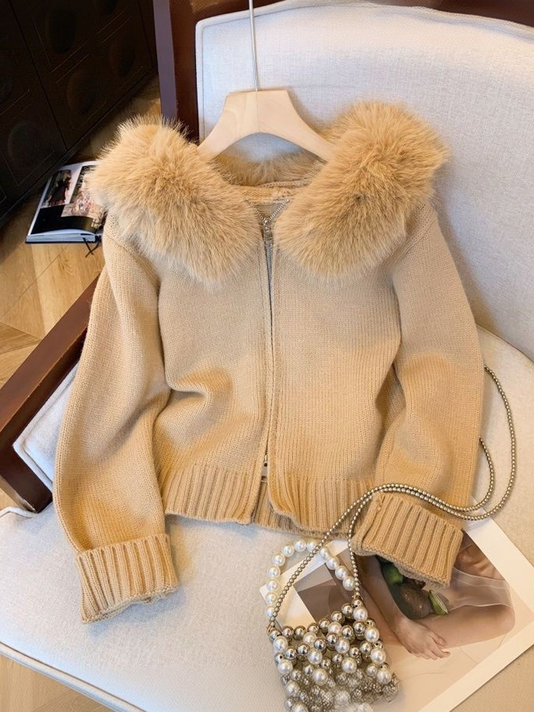 Buy Miss Mosa By Akanksha Zeta Fur Woolen Jacket In Brown