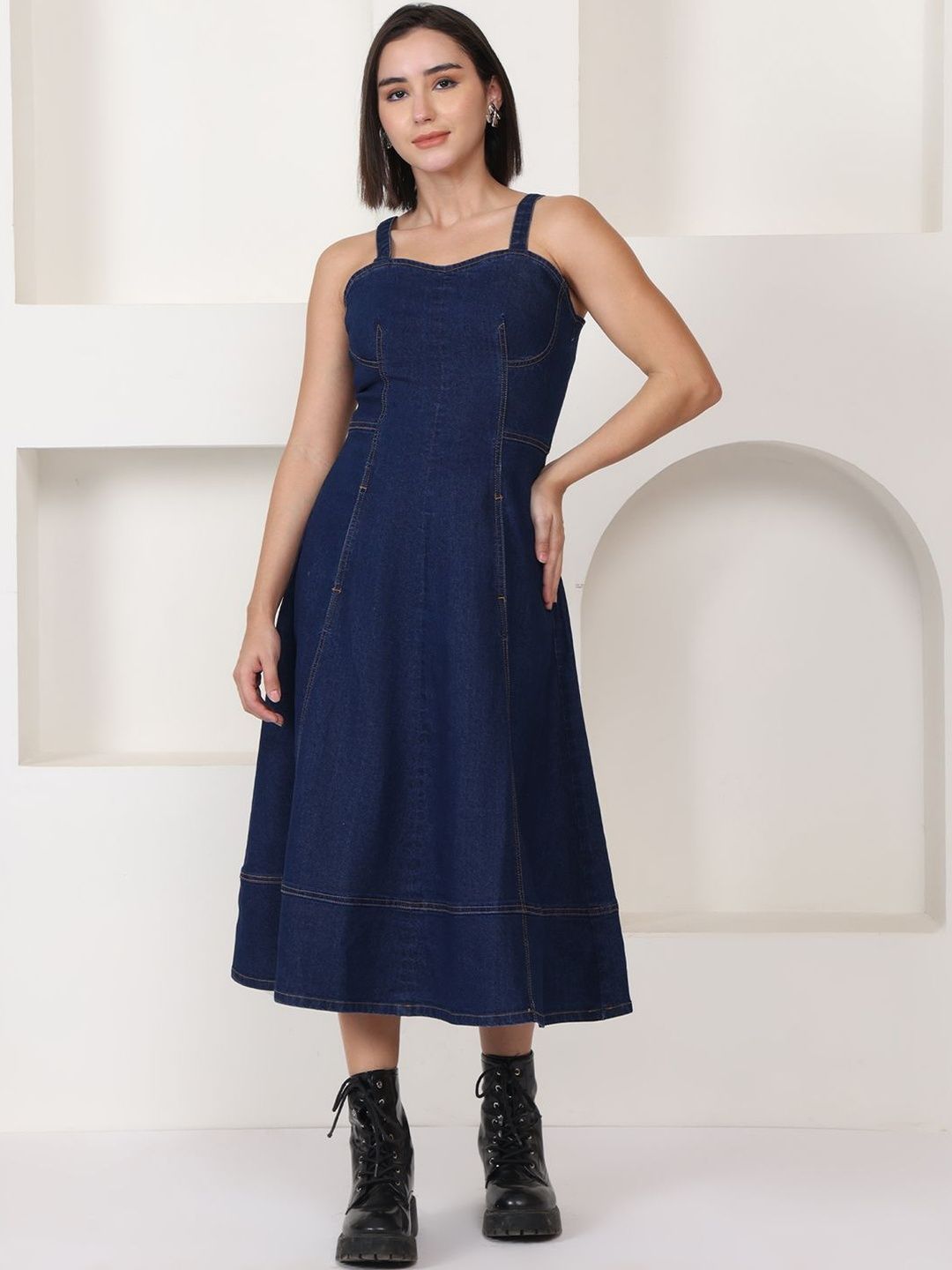 PUELLA Denim A-Line Midi Dress