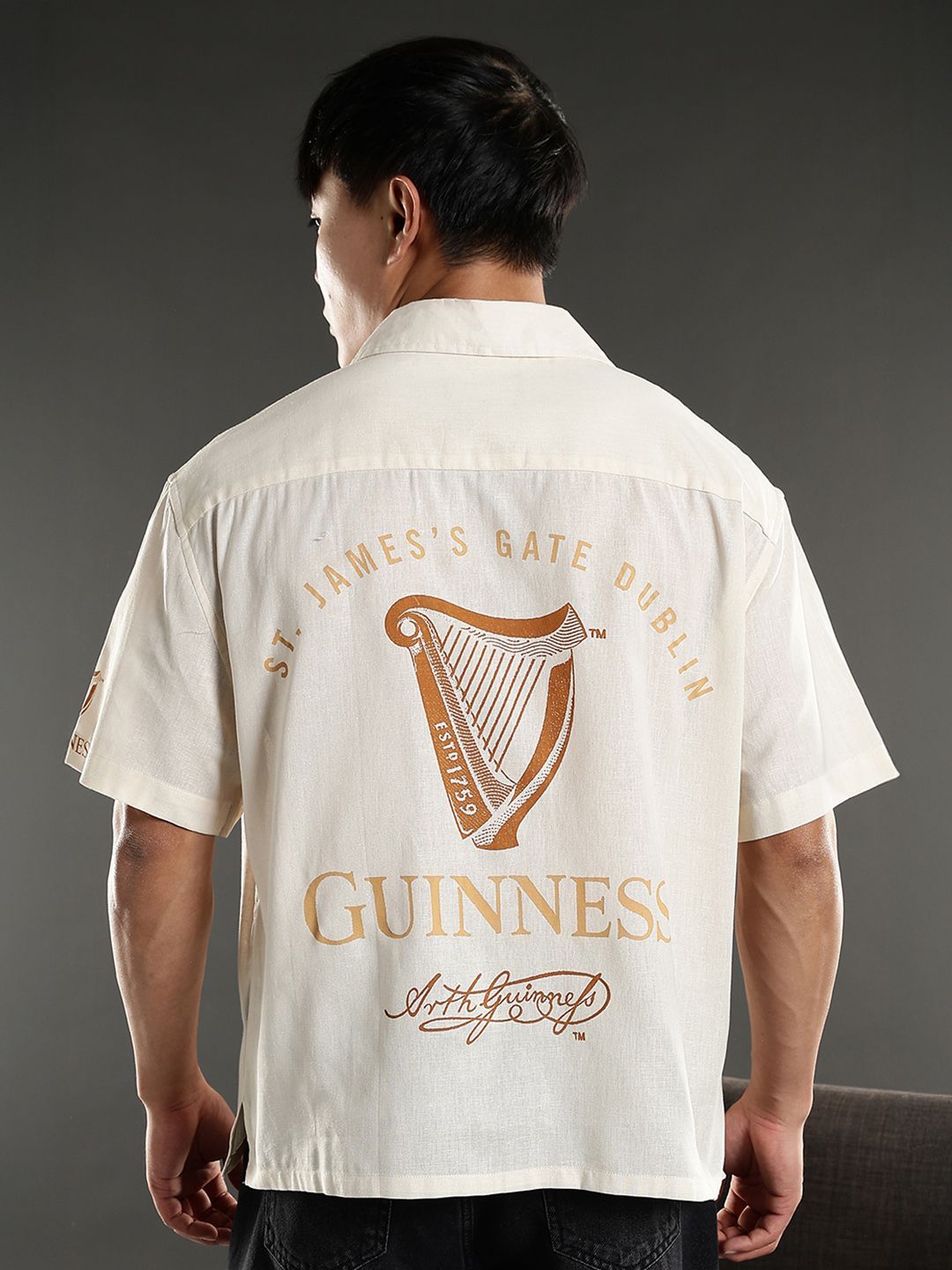 Eszett Spread Collar Guinness Oversized Linen Shirt