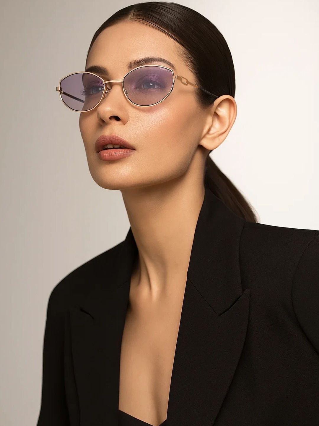 Espee Women Purple Lens & Gold-Toned Oval Sunglasses with UV Protected Lens