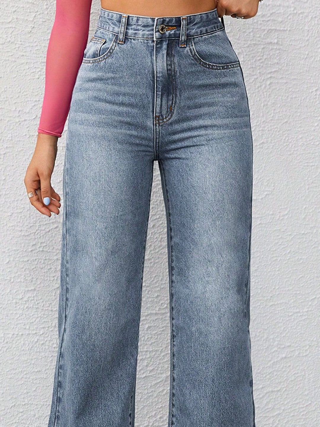 Women Straight Fit Mid-Rise Highly Distressed Heavy Fade Jeans 5