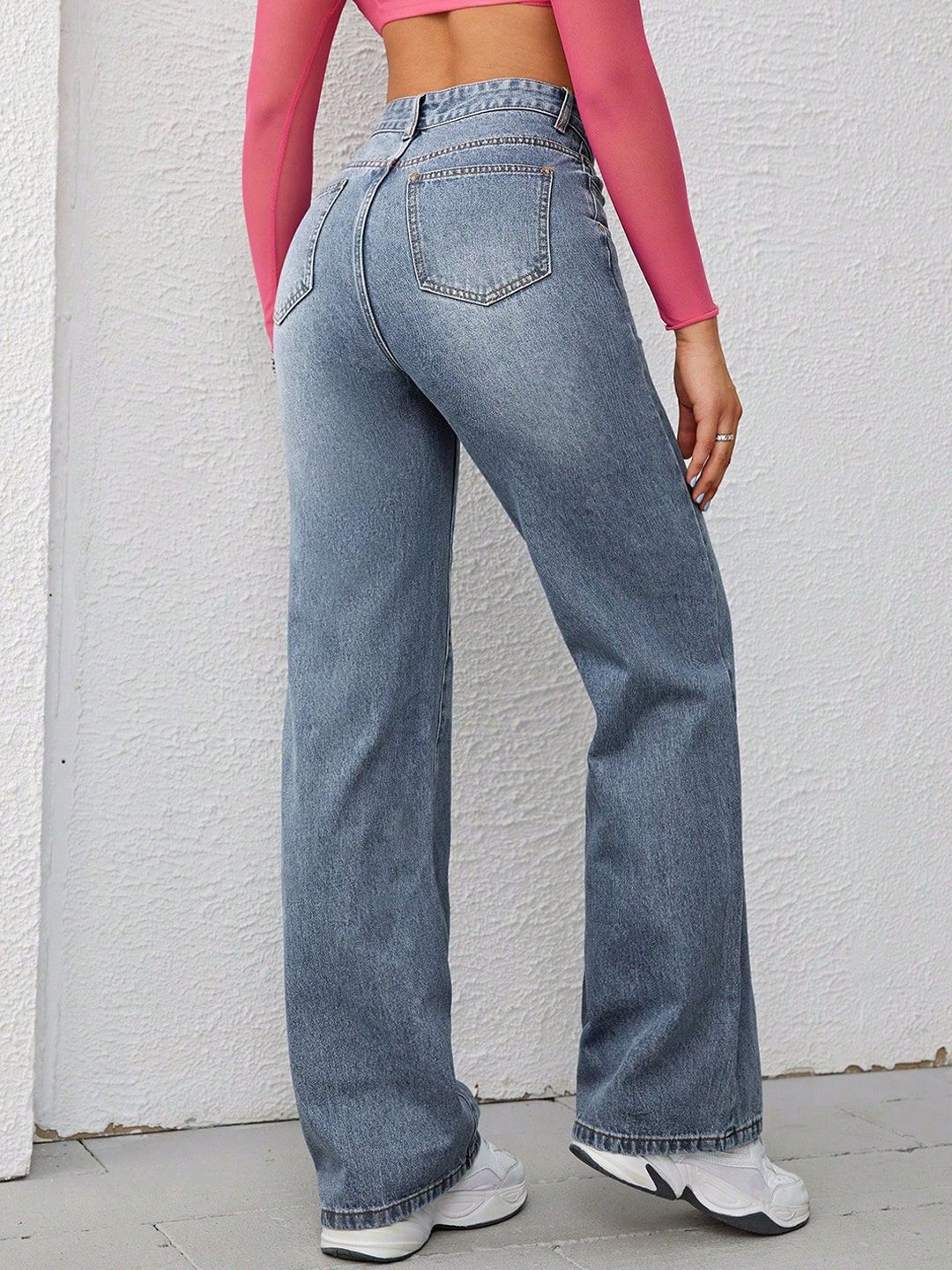 Women Straight Fit Mid-Rise Highly Distressed Heavy Fade Jeans 4