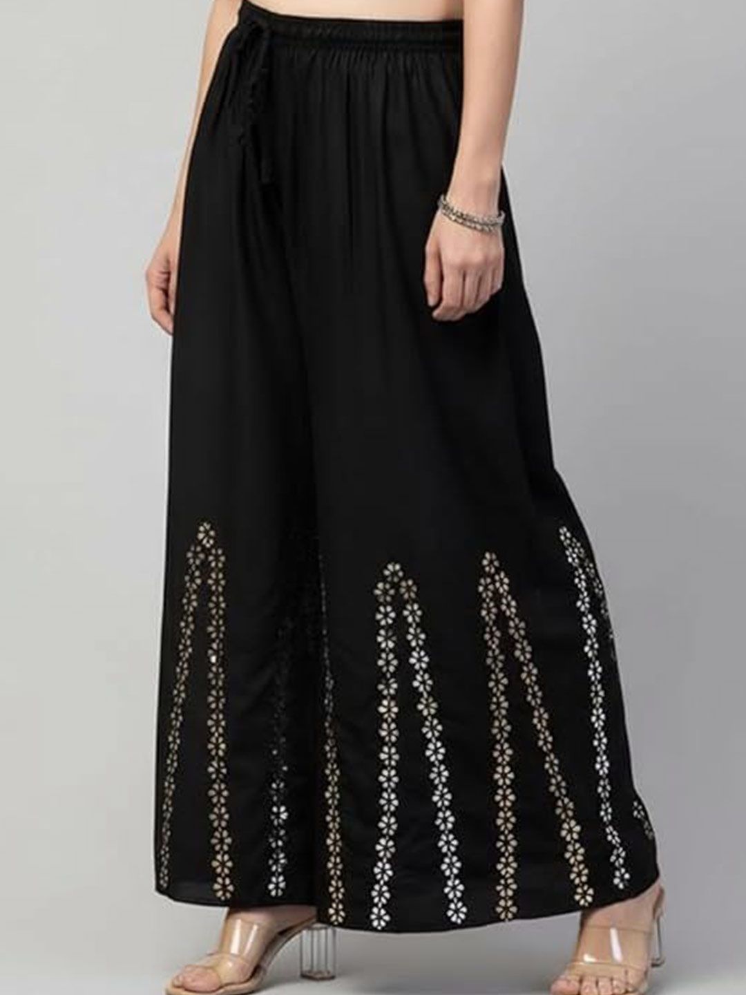 Thrifty Thread Ethnic Motifs Embellished Wide Leg Palazzos