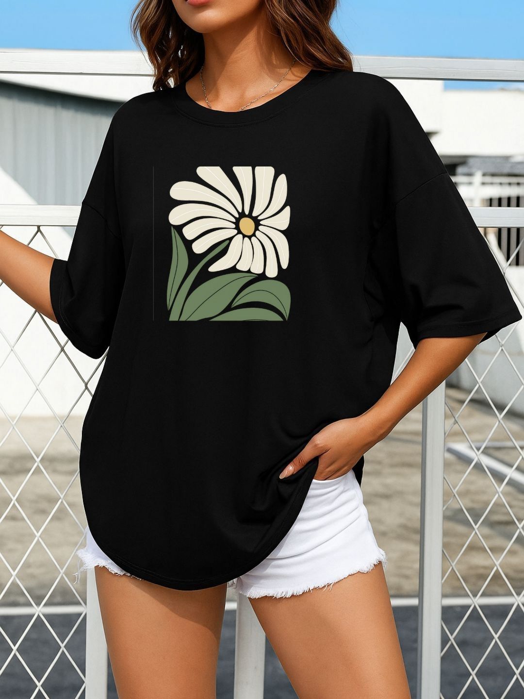 SZN Women Cotton Floral Printed T-shirt