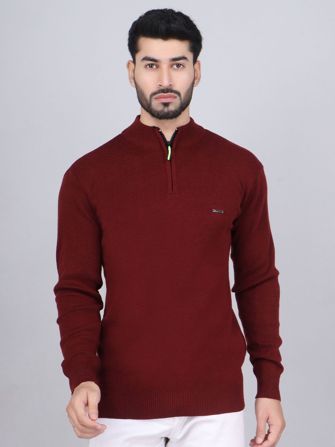 FEVERFEW Men Pullover Mock Collar Sweaters